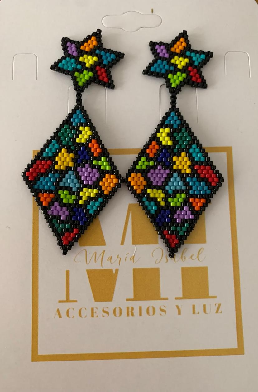 Aretes estrella colorida