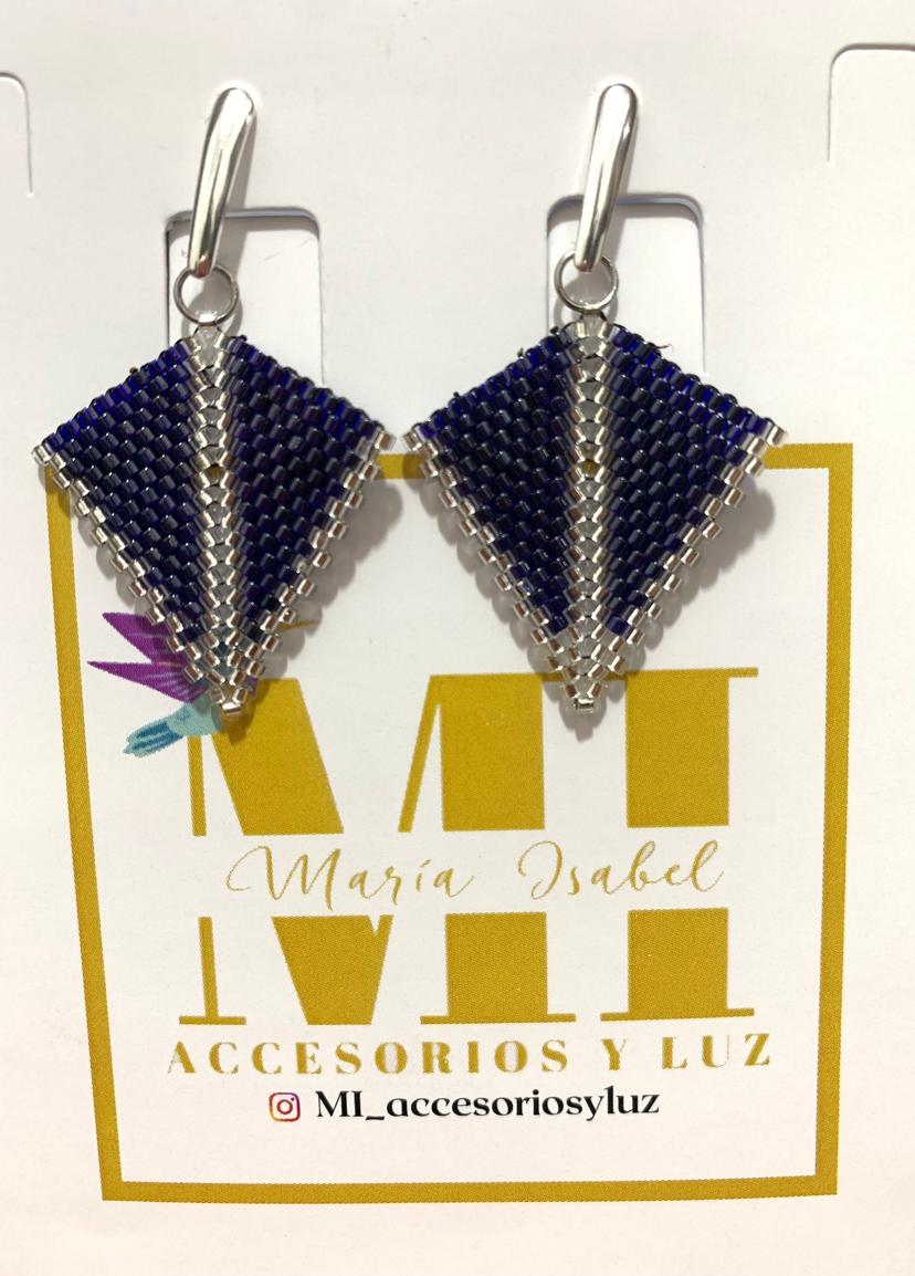 Aretes rombo azul oscuro