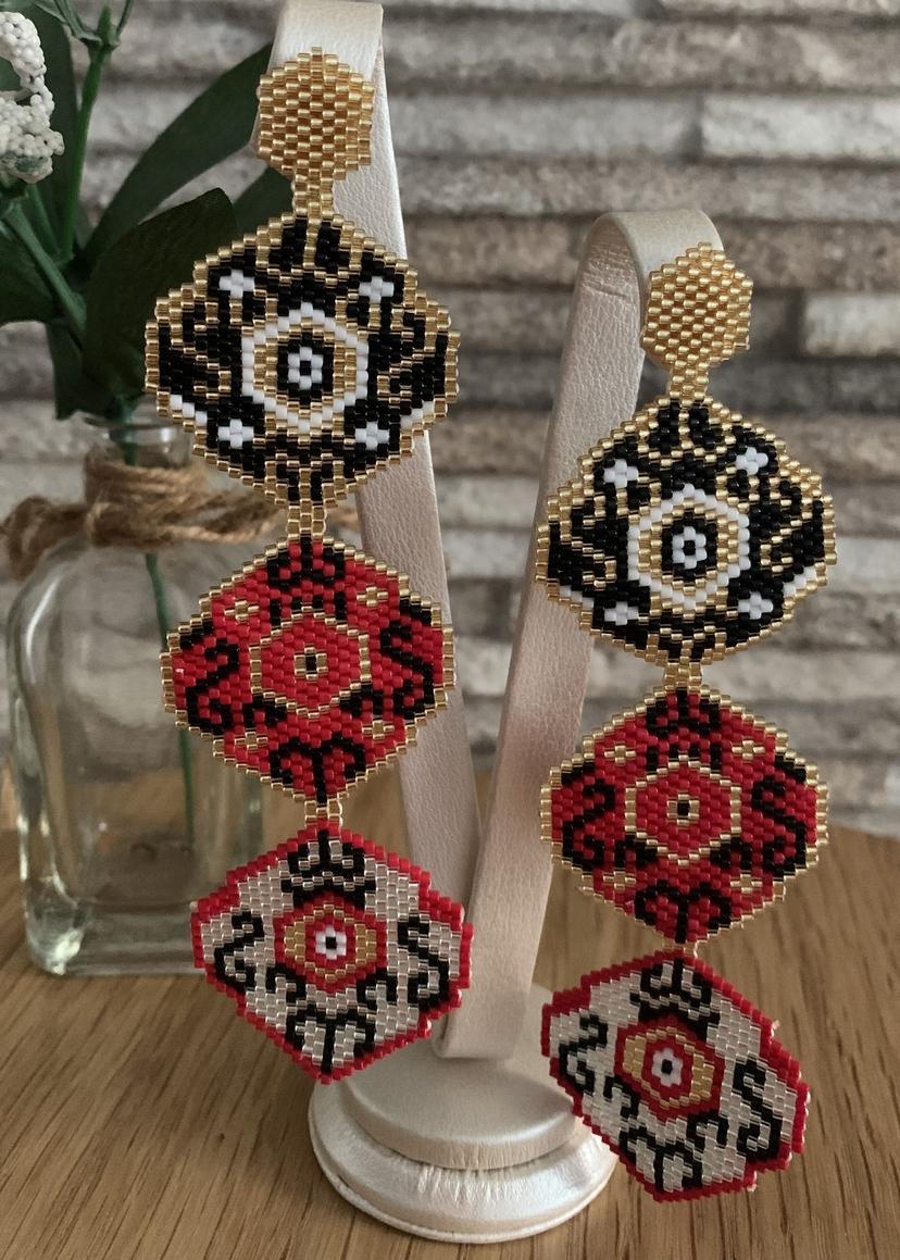 Aretes largos 3 rombos