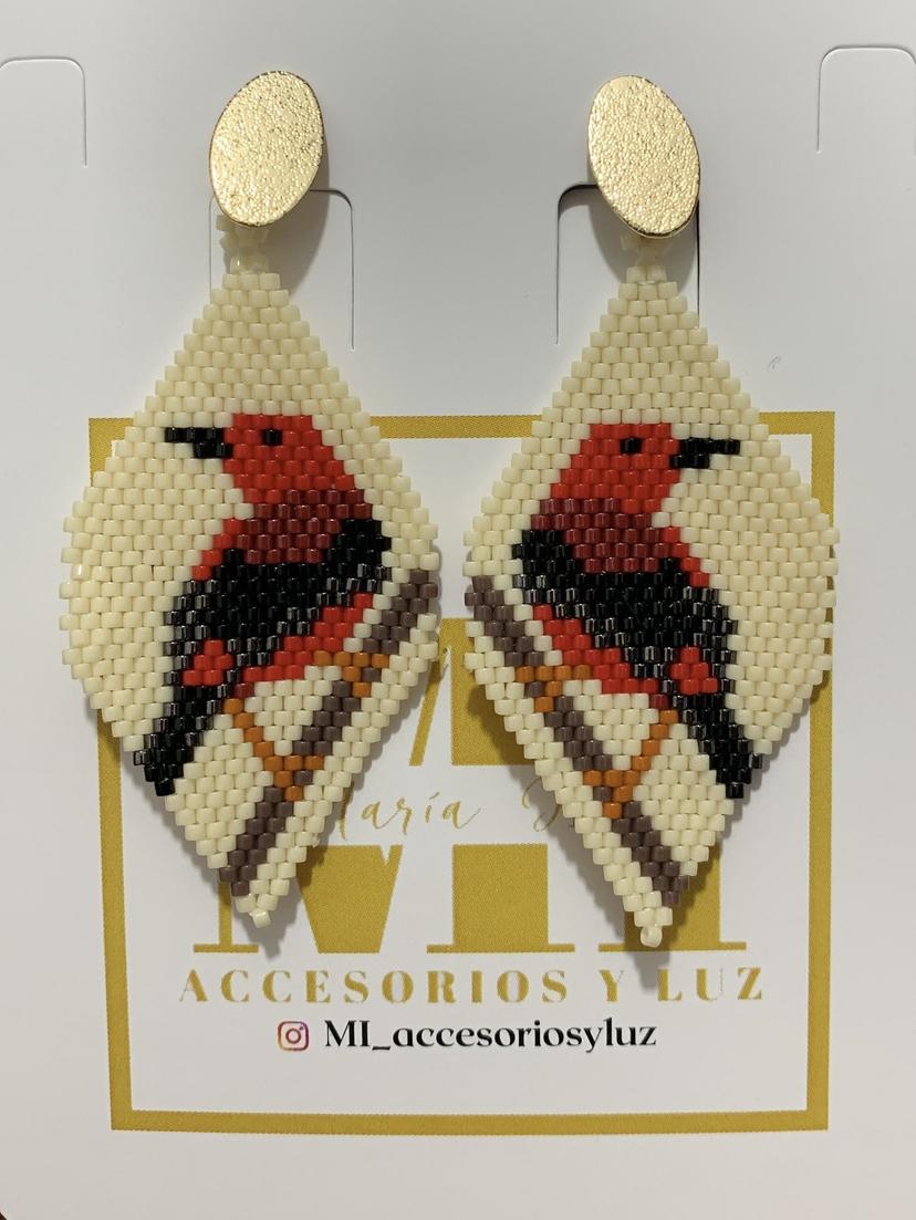 Aretes pjaro rojo