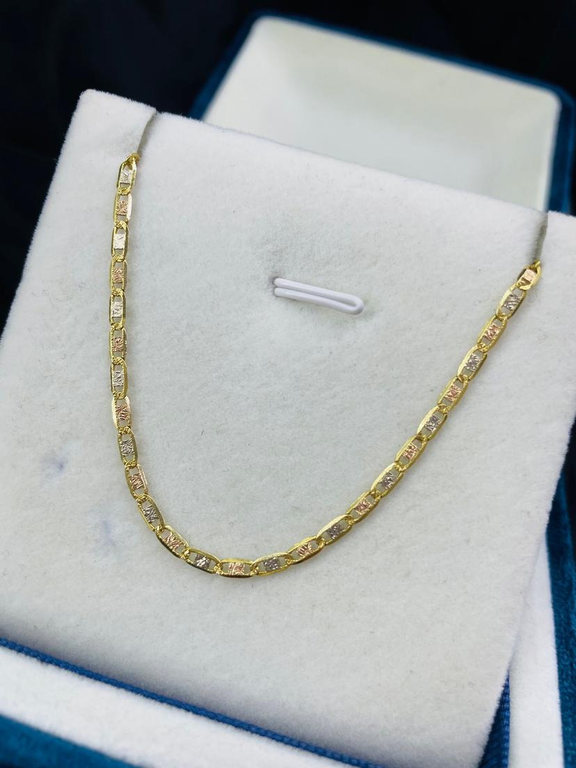 Cadena Escalera 3 oros diamantada 