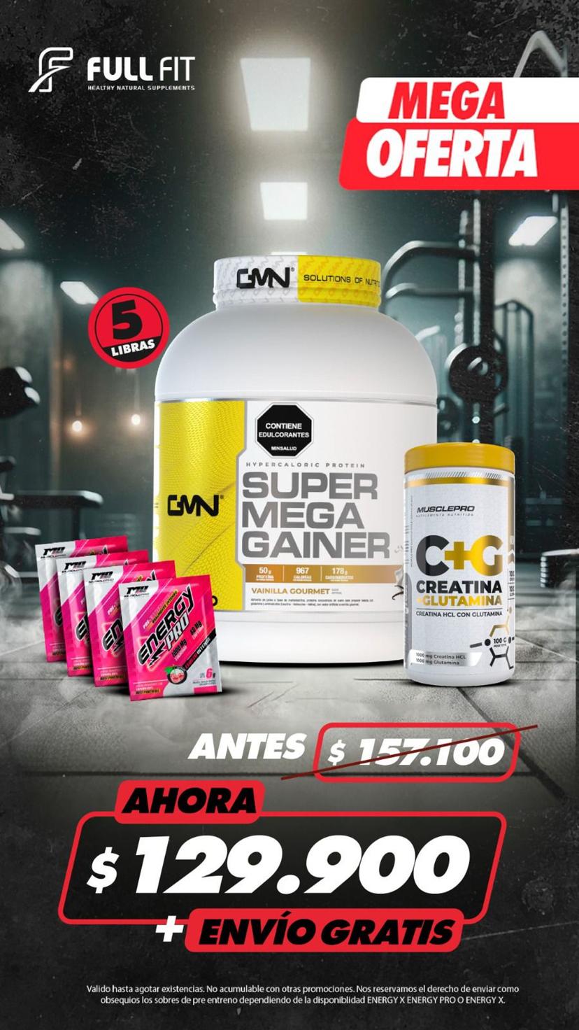 MEGA PROMO SUPER MEGA GAINER 5 LB CREATINA MP 4 ENERGYS