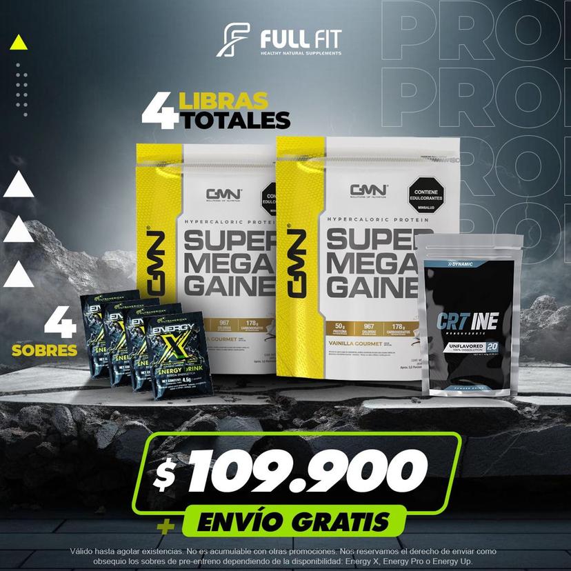 MEGA PROMO 2 SUPER 2 LB CREA7INE 150 G Y 4 ENERGYS