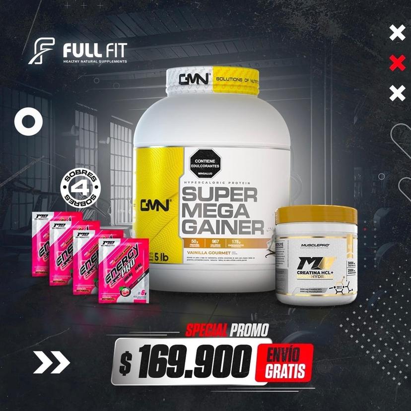 SUPER MEGA 5 LB CREATINA MP HCL CON MONOHIDRATO Y 4 ENERGYS