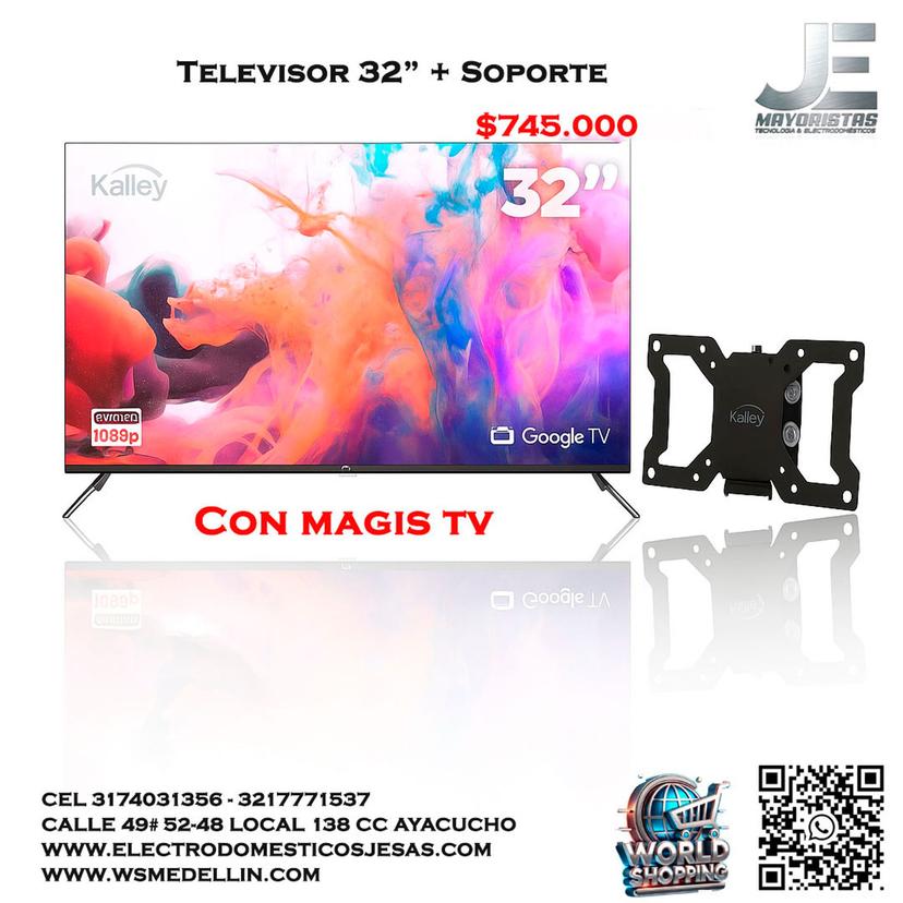 Combo Televisor 2" con Magis Tv y Soporte Pared